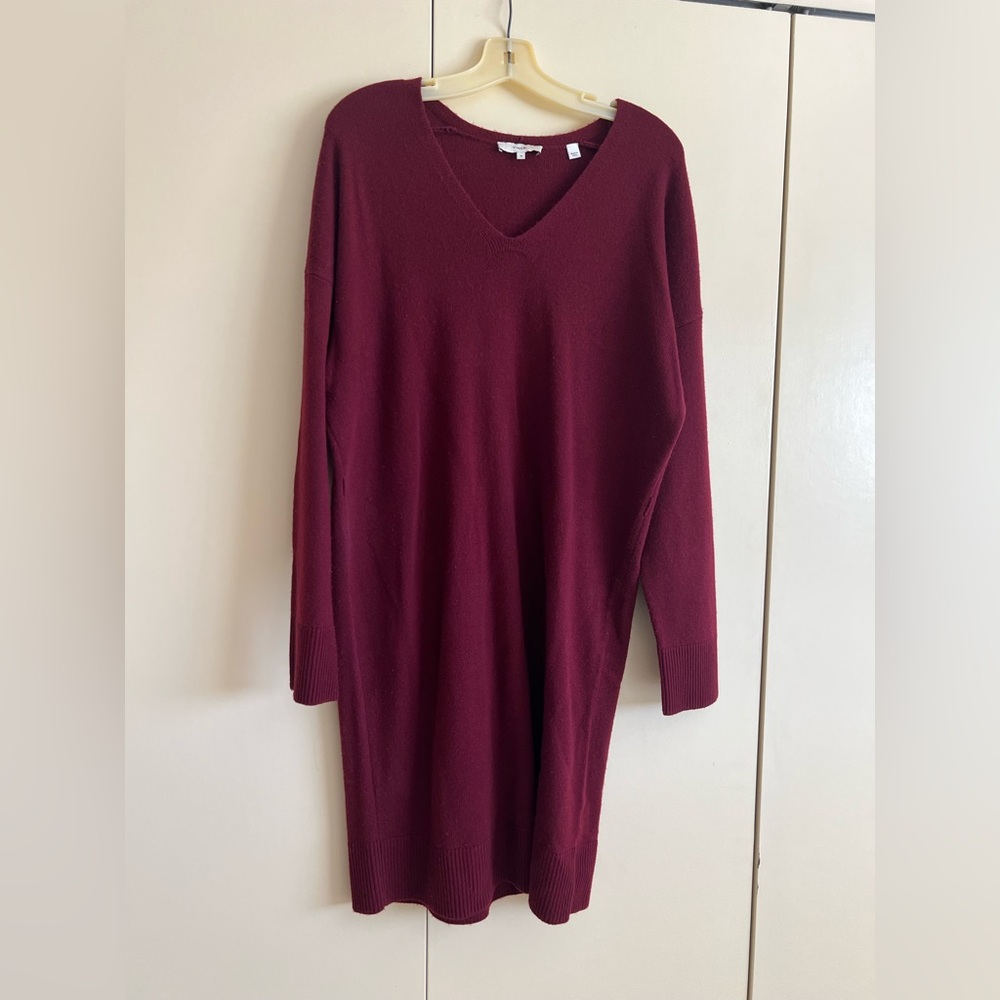 Vince Deep Red V-Neck Sweater